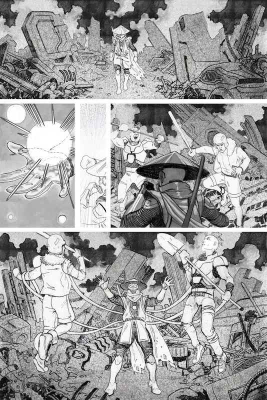 Tavola comic art in bianco e nero di Marco Russo