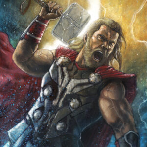 Thor combatte evocando il fulmine e brandendo Mjolnir