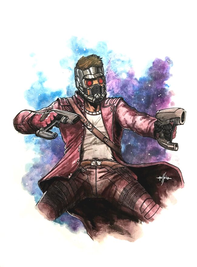 Star lord matita e acquerello sketch