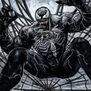 Venom ruggito su ragnatela bianco e nero netto