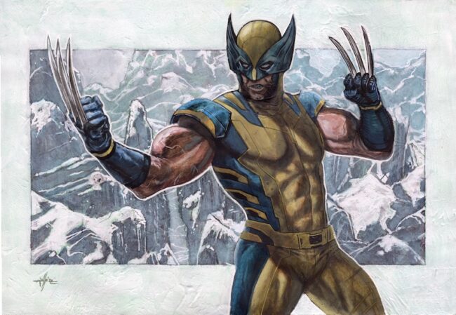 X-Men Wolverine d'inverno a colori costume classico giallo e blu