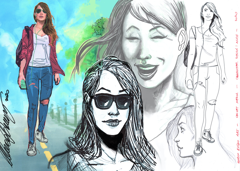 Studio design personaggio femminile velvet media