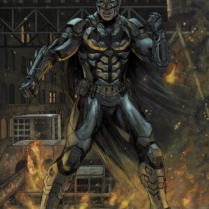 Dipinto Batman vicolo in fiamme